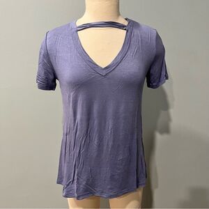 NWT Socialite Nordstrom V-Neck Short Sleeve Top in Denim Size Small
